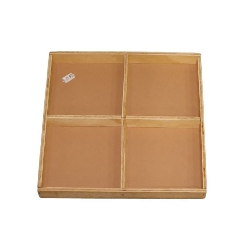 Wicker Wooden Box 25cm SQ 4 Div