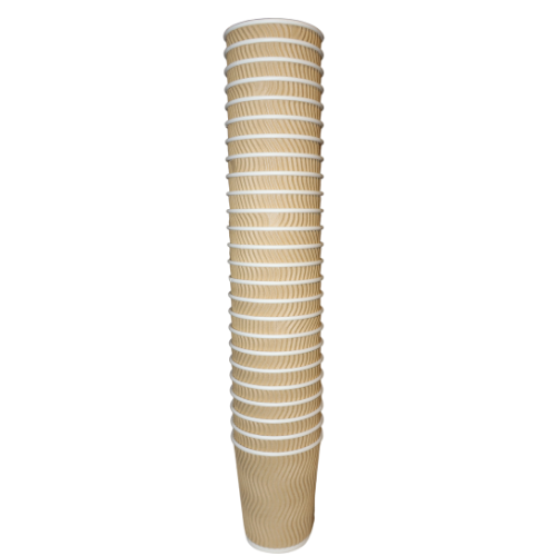 Cups Ripple 250ml Kraft 25's