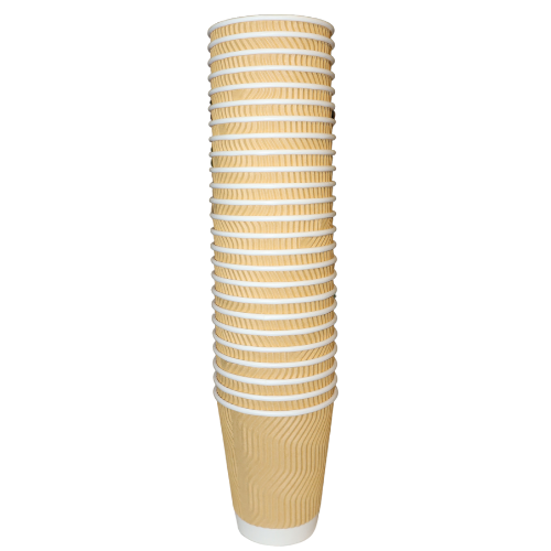 Cups Ripple 350ml Kraft 25's