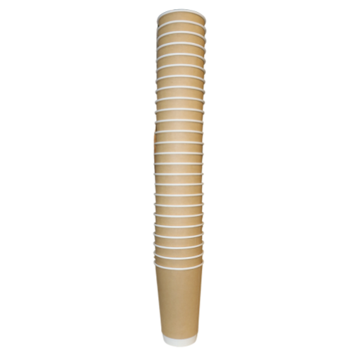 Cups Ripple 500ml Kraft 25's