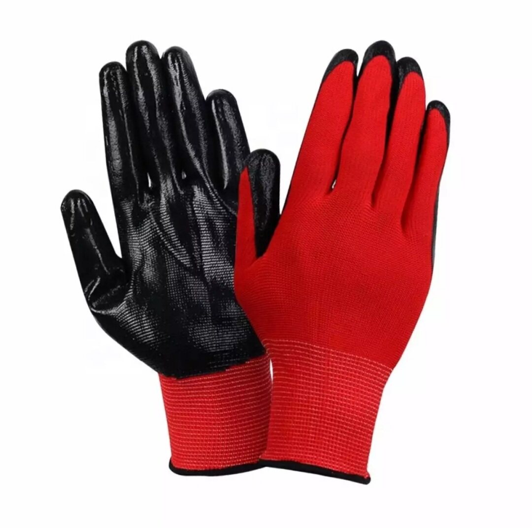 'Glove Nitrile Black Red