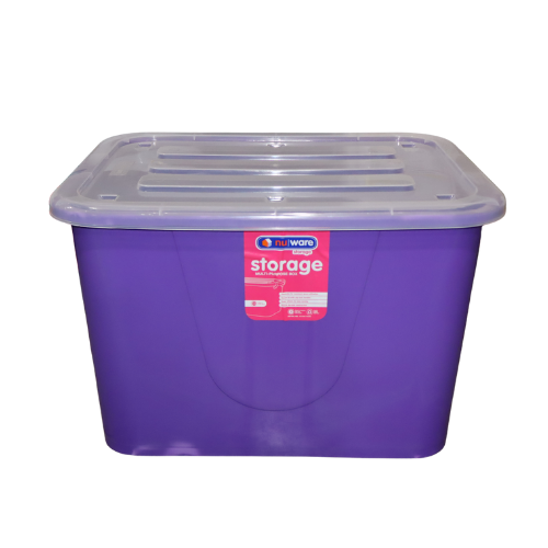 150lt Storage Box Lock Lid & Wheels Purple