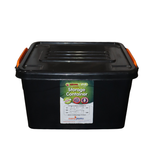15lt Storage Box Lock Lid & Wheels Black