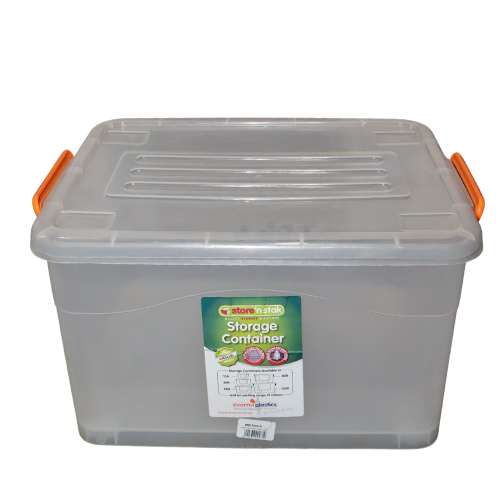 30lt Storage Box Lock Lid & Wheels Clear